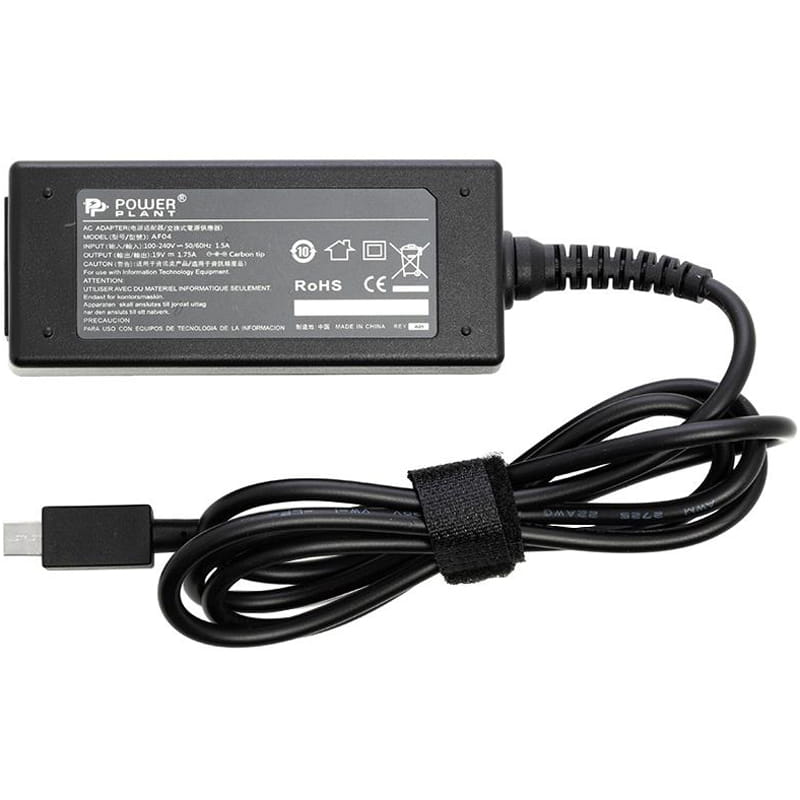Блок живлення PowerPlant для ноутбука Asus 220V, 19V 33W 1.75A mini USB (AS33FMUSB)