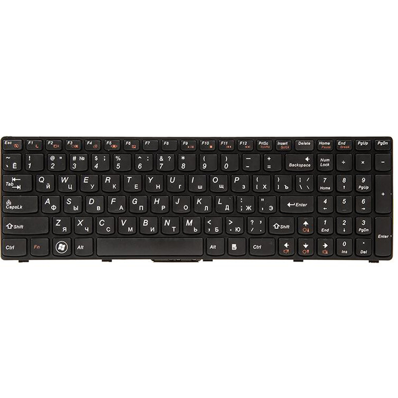 Клавіатура PowerPlant для ноутбука IBM/Lenovo B570, B590, V570 чорний, чорний фрейм (KB311538)