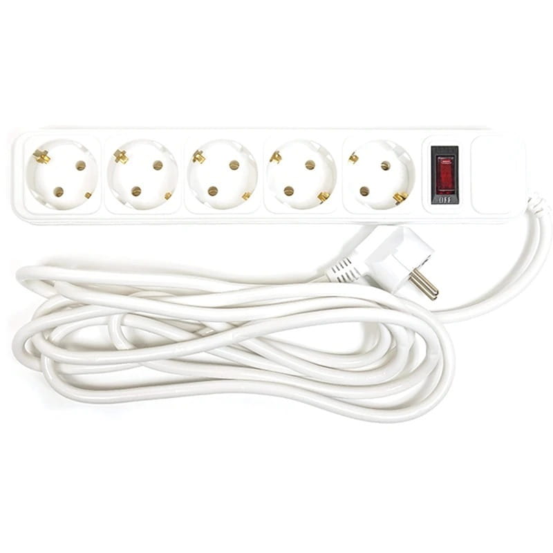 Фильтр питания PowerPlant JY-1056/3 (PPSA10M30S5) 5 розеток, 3 м, белый пакет