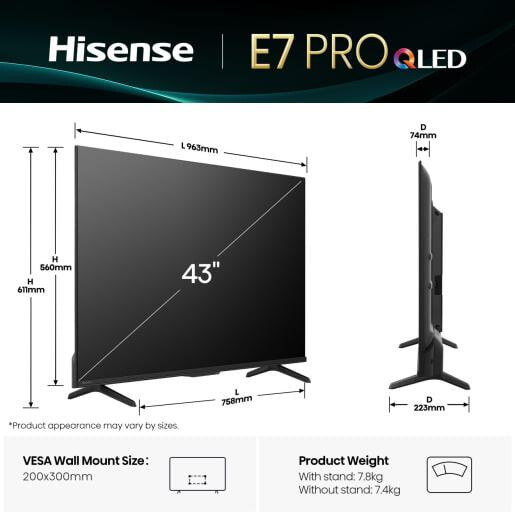 Телевізор Hisense 43E7Q PRO