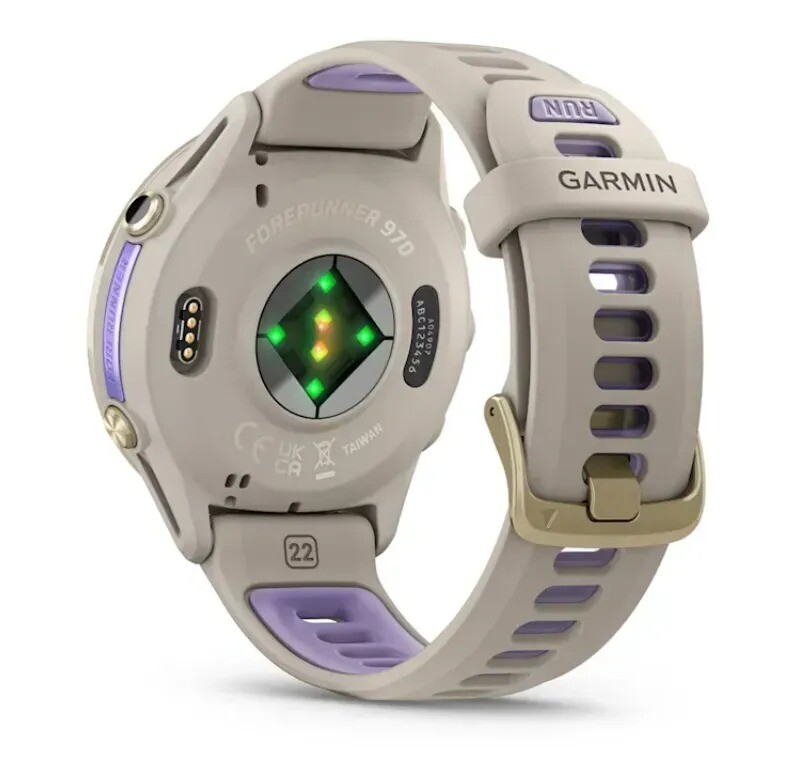 Смарт-часы Garmin Forerunner 970 French Gray Soft Gold Titanium with French Gray/Translucent Indigo Silicone with Soft Gold Buckle (010-02969-12)