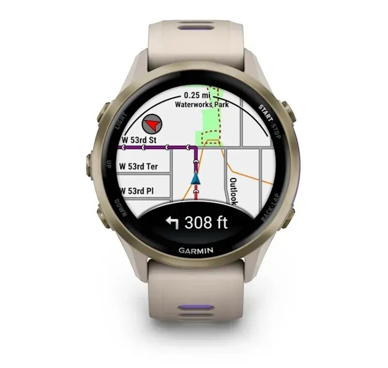 Смарт-часы Garmin Forerunner 970 French Gray Soft Gold Titanium with French Gray/Translucent Indigo Silicone with Soft Gold Buckle (010-02969-12)