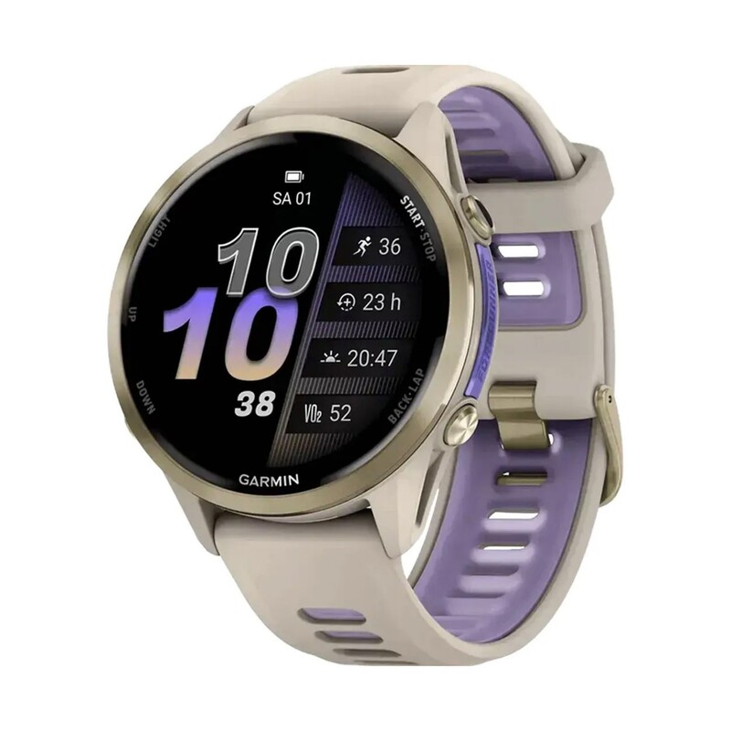 Смарт-часы Garmin Forerunner 970 French Gray Soft Gold Titanium with French Gray/Translucent Indigo Silicone with Soft Gold Buckle (010-02969-12)
