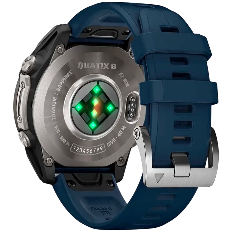 Смарт-часы Garmin Quatix 8 47 mm AMOLED Marine Titanium Gray with Blue Silicone Band (010-02904-51)