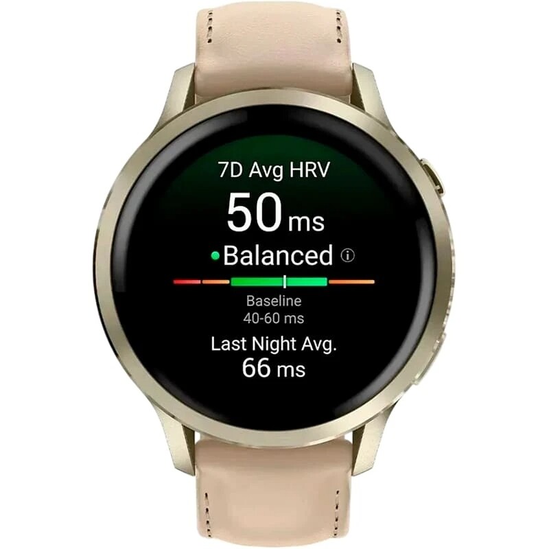 Смарт-годинник Garmin Venu 4 41mm Lunar Gold with Bone Light Sand Leather Band (010-03013-03)