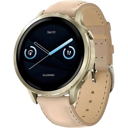 Смарт-годинник Garmin Venu 4 41mm Lunar Gold with Bone Light Sand Leather Band (010-03013-03)