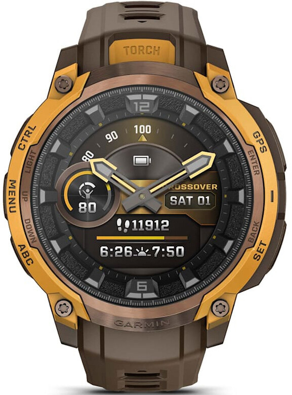 Смарт-часы Garmin Instinct Crossover AMOLED Bronze Sunburst with Brown Yellow Silicone (010-03398-01)