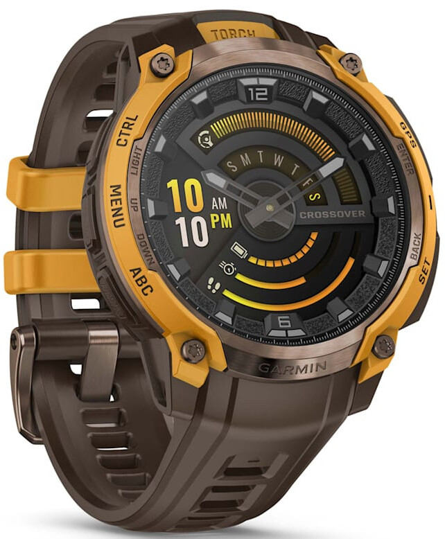 Смарт-часы Garmin Instinct Crossover AMOLED Bronze Sunburst with Brown Yellow Silicone (010-03398-01)