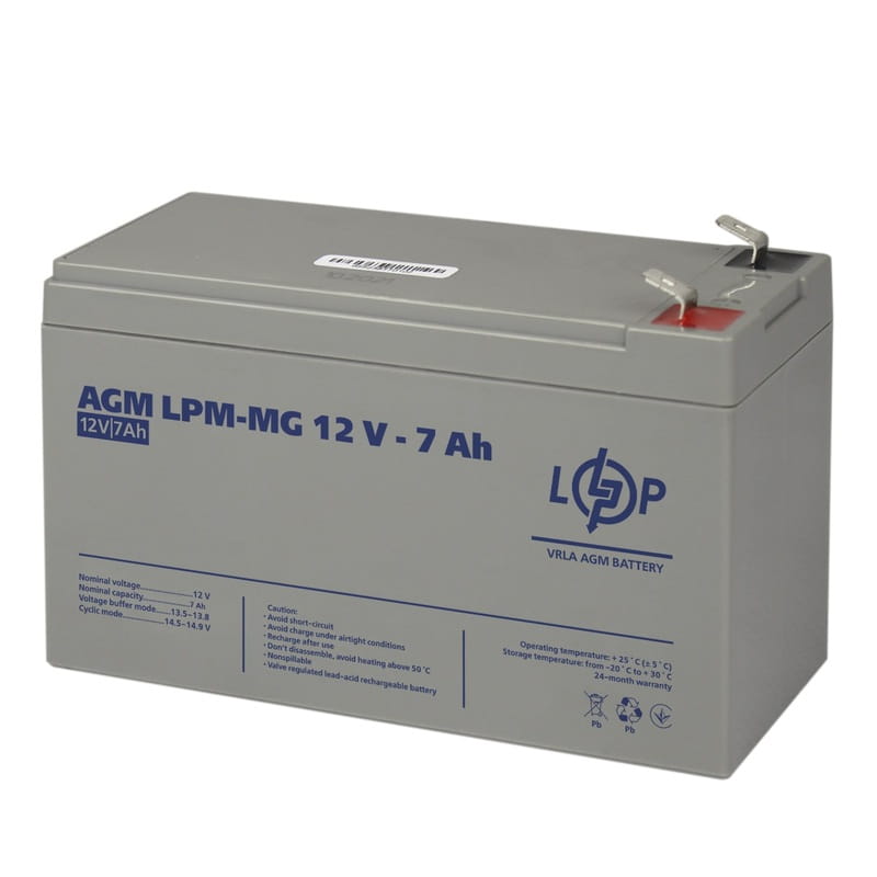 Акумуляторна батарея LogicPower 12V 7AH (LPM-MG 12 - 7 AH) AGM мультигель