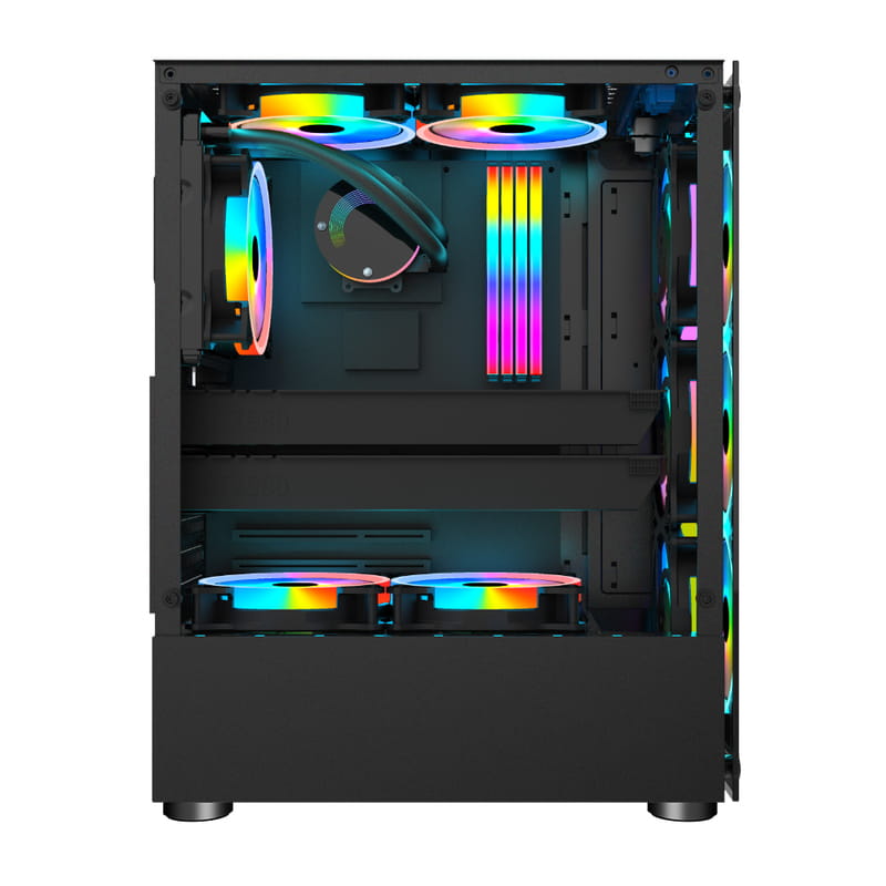 Корпус 1stPlayer Rainbow V2-A-4R1 Color LED Black без БЖ