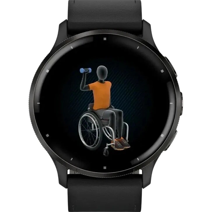 Смарт-годинник Garmin Venu 3 Slate Stain Steel Bezel Black Case and Leather Band (010-02784-52)