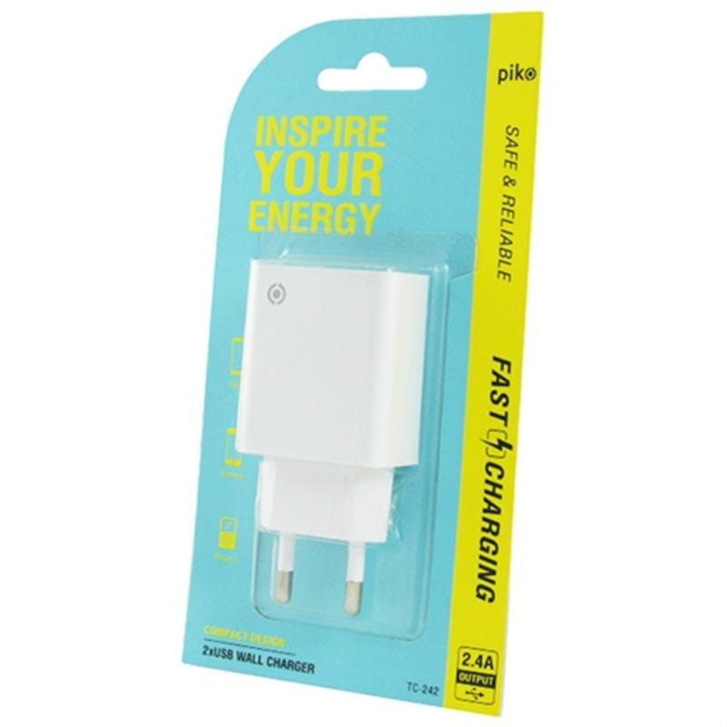 Сетевое зарядное устройство Piko TC-242 (2USB 2.4A) White (331854)