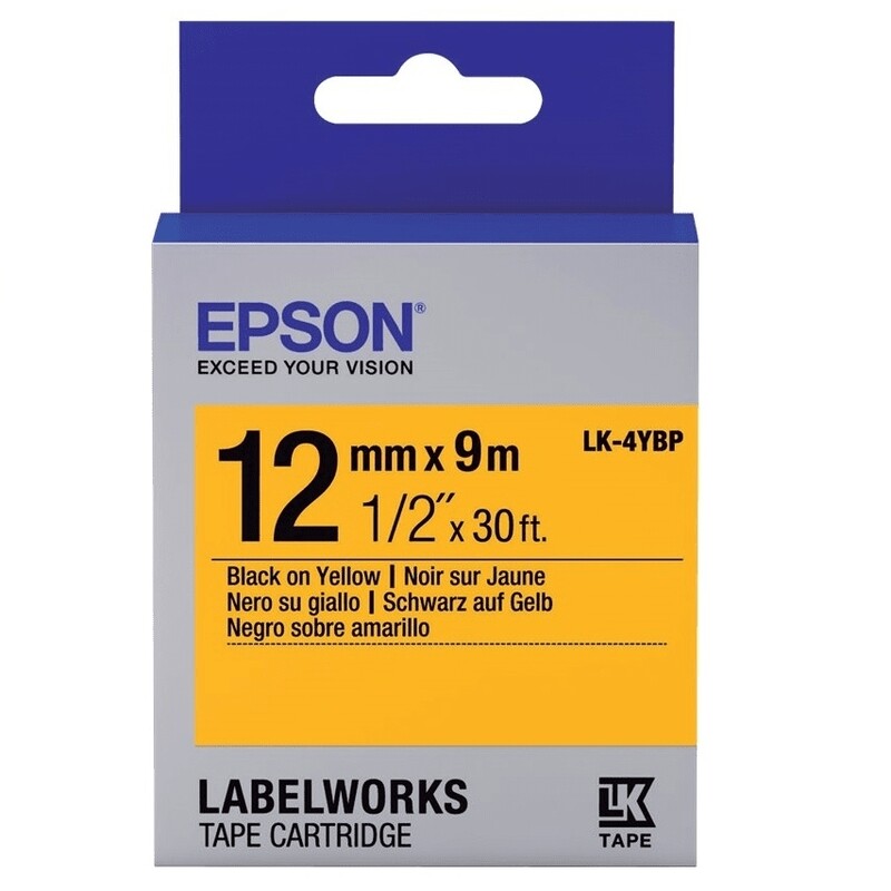 Стрічка Epson LK4YBP Pastel Black/Yellow 12mm/9m (C53S654008)