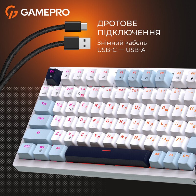 Клавіатура GamePro MK160 V2 Warden QLAB Sakura White (MK160-V2-BL-QS)