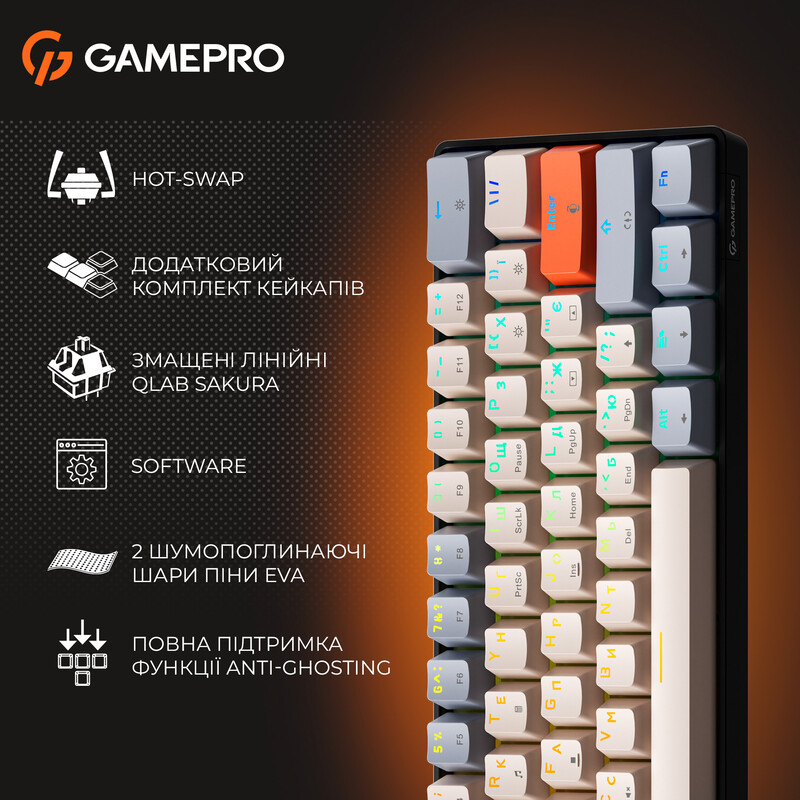 Клавіатура GamePro MK130 V2 Infinity QLAB Sakura Black (MK130-V2-B-QS)