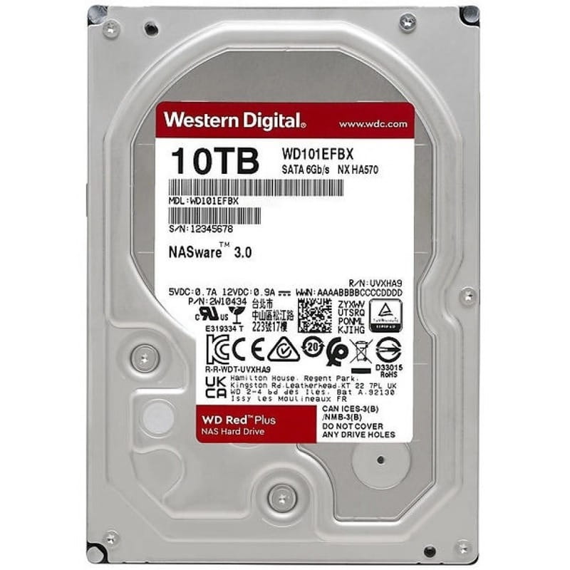 Накопитель HDD SATA 10.0TB WD Red Plus 7200rpm 256MB (WD101EFBX)