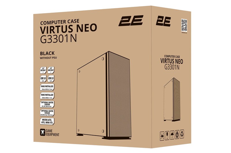 Корпус 2E Gaming Virtus Neo Black (2E-G3301N) без БЖ