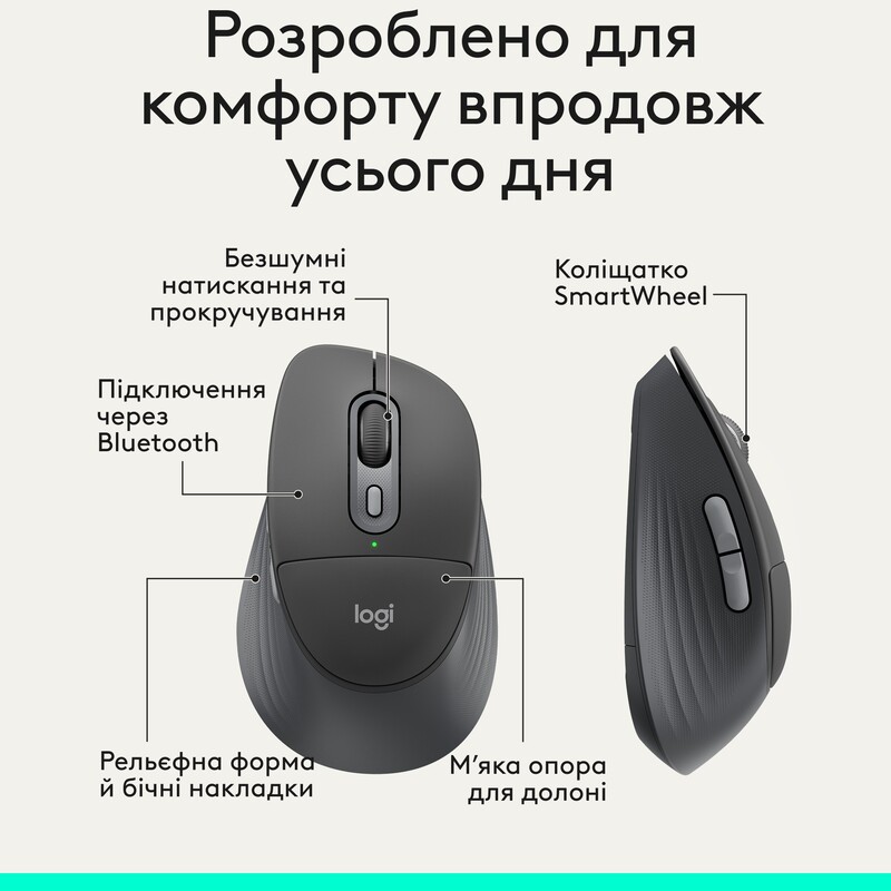 Мышь беспроводная Logitech Signature Comfort Plus M850 L Graphite (910-007715)