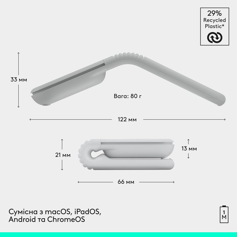 Мышь беспроводная Logitech Mobi Fold White (910-007631)
