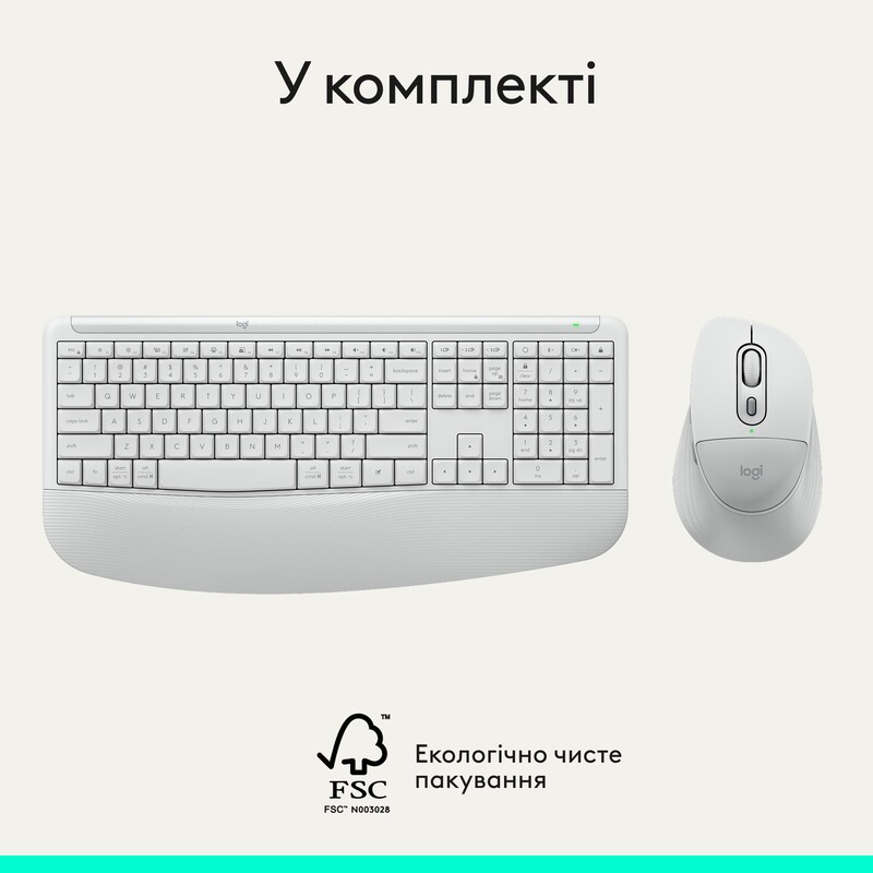 Комплект (клавиатура, мышь) беспроводной Logitech Signature Comfort Plus MK880 White (920-014033)
