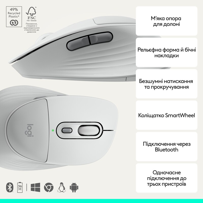 Комплект (клавиатура, мышь) беспроводной Logitech Signature Comfort Plus MK880 White (920-014033)