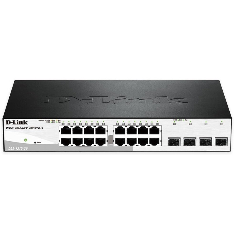 Комутатор D-Link DGS-1210-20 16port 1Gbit, 4SFP Smart
