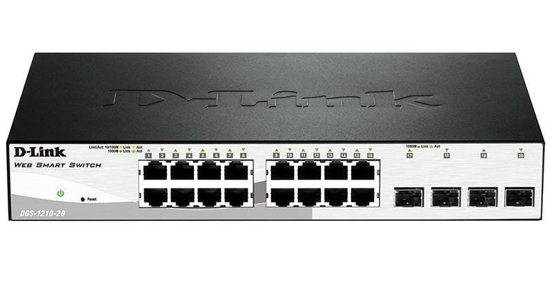 Коммутатор D-Link DGS-1210-20 16port 1Gbit, 4SFP Smart