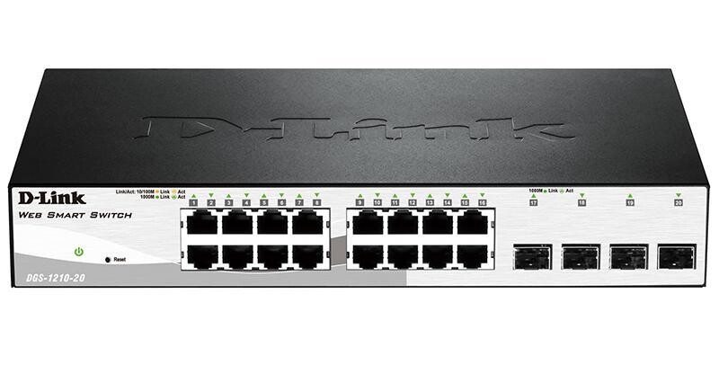 Комутатор D-Link DGS-1210-20 16port 1Gbit, 4SFP Smart