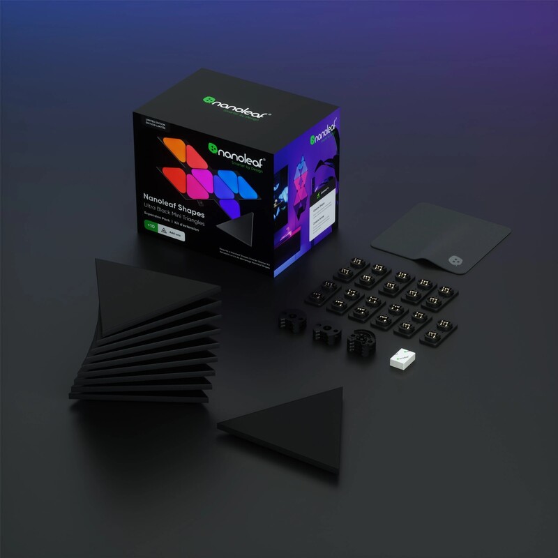 Додаткові панелі Nanoleaf Shapes Ultra Black Mini Triangles Expansion Pack, Apple Homekit, 10 шт. (NL48-1101TW-10PK)