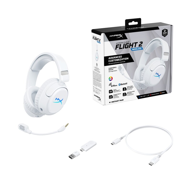 Bluetooth-гарнитура HyperX Cloud Flight 2 Wireless White (B5VC5AA)