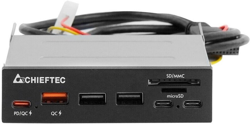 Картридер Chieftec 2xUSB3.2, 2xType-C, 1xPD3.0, 1xQC3.0 USB, Black (CRD-908H)