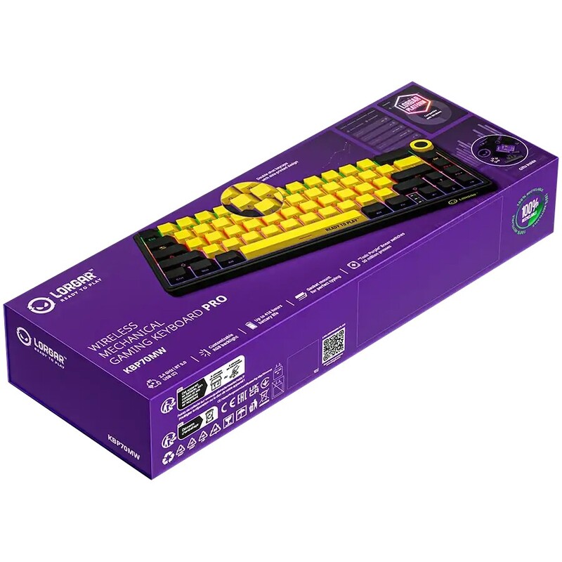 Клавіатура Lorgar Pro KBP70MW Wireless Yellow (LRG-KBP70MW-YL-US)