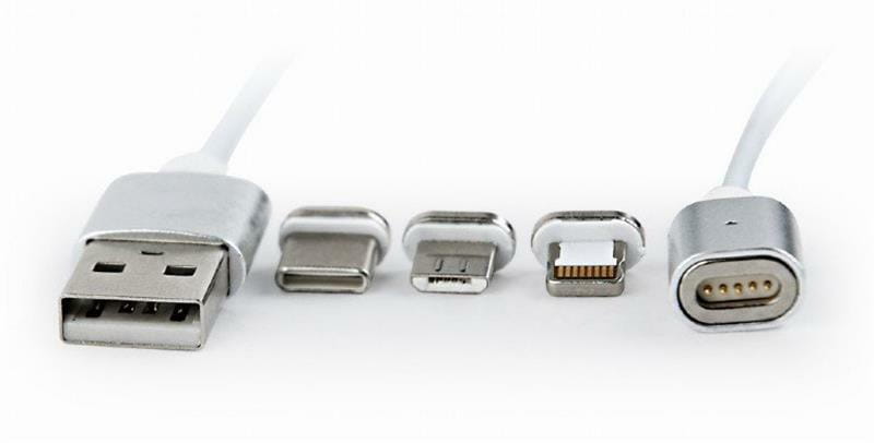 Кабель Cablexpert USB - Lightning + micro USB + USB Type-C (M/M), 1 м, серебристый (CC-USB2-AMLM31-1M)
