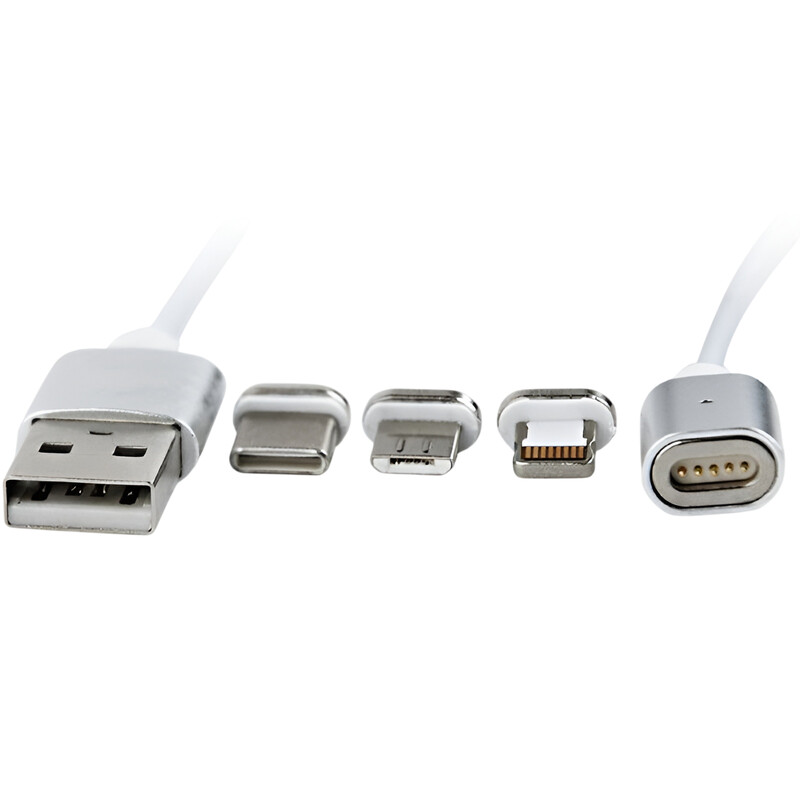Кабель Cablexpert USB - Lightning + micro USB + USB Type-C (M/M), 1 м, сріблястий (CC-USB2-AMLM31-1M)