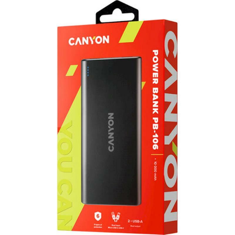 Универсальная мобильная батарея Canyon 10000mAh Black (CNE-CPB1006B)