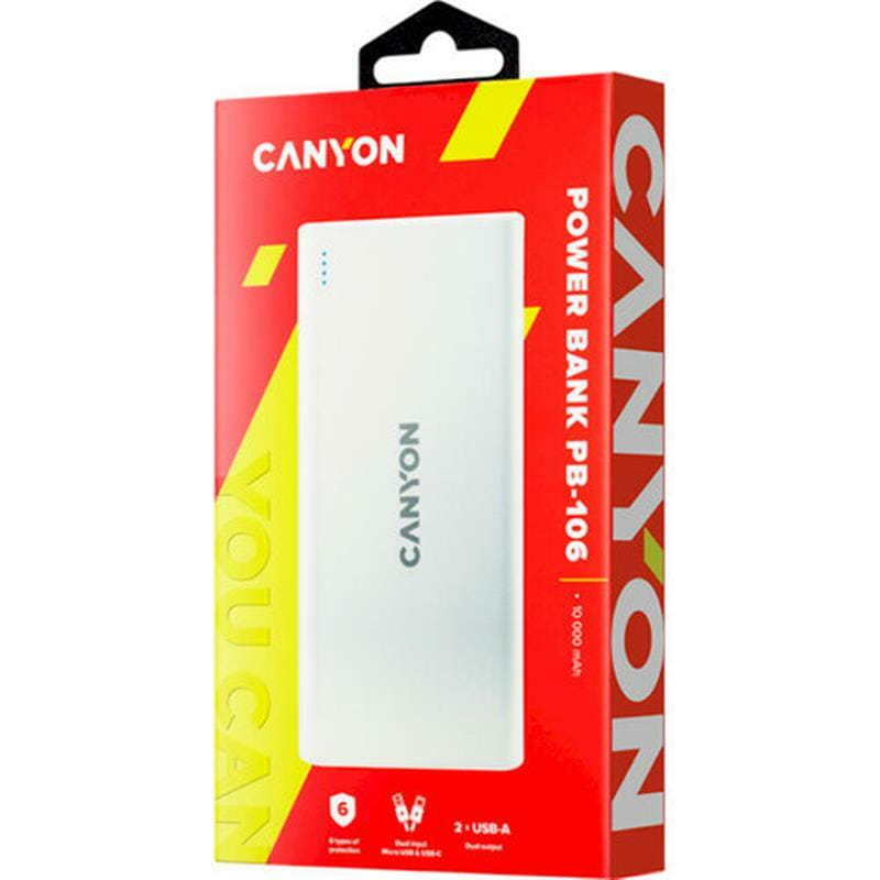 Универсальная мобильная батарея Canyon 10000mAh White (CNE-CPB1006W)