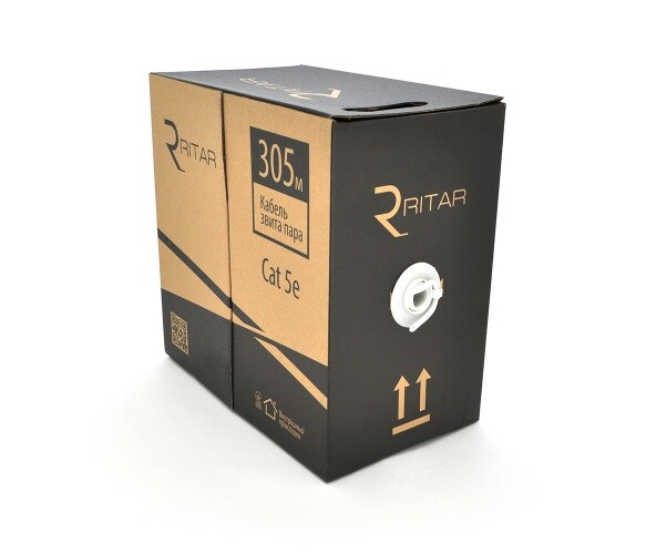 Кабель вита пара Ritar (03494) КЗП UTP 24 AWG, CCA, 4х2х0.5 мм, 305м, Corton Box