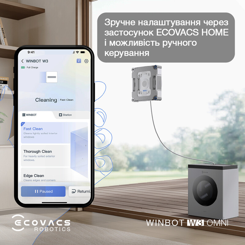 Робот для миття вікон Ecovacs Winbot W3 Omni (WG858-07)