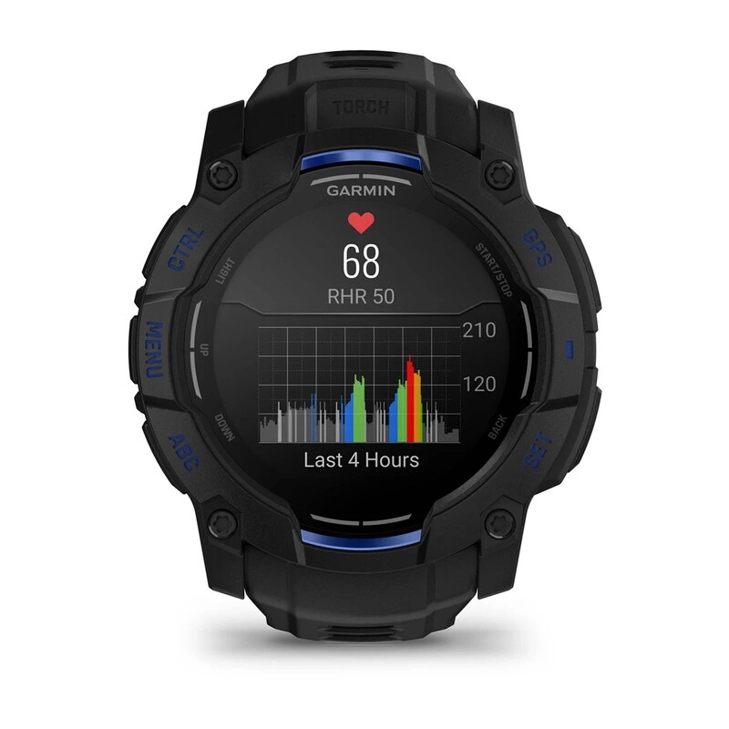 Смарт-часы Garmin Instinct 3 50mm AMOLED Black with Bolt Blue Accents (010-03020-03)