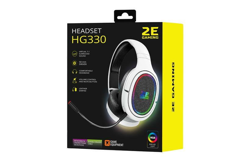 Гарнітура 2E Gaming HG330 RGB 7.1 White (2E-HG330WT-7.1)