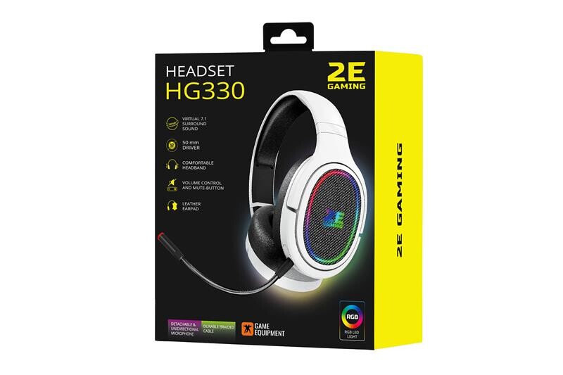 Гарнитура 2E Gaming HG330 RGB 7.1 White (2E-HG330WT-7.1)