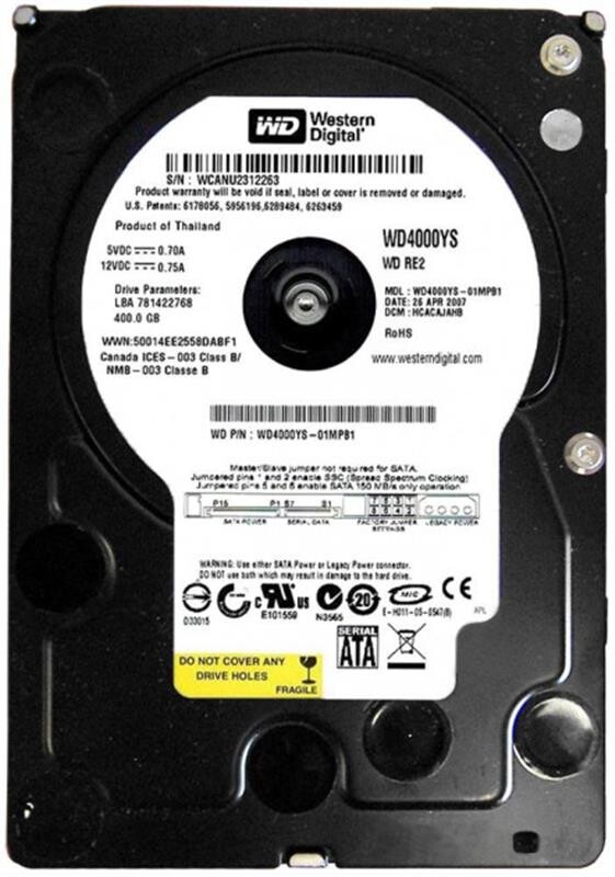 Накопитель HDD SATA  400GB WD 7200prm 16MB (WD4000YS)