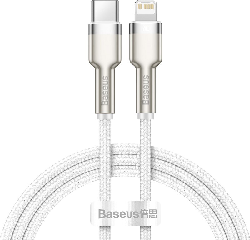 Кабель Baseus Cafule Metal USB-C-Lightning, 2м White (CATLJK-B02)