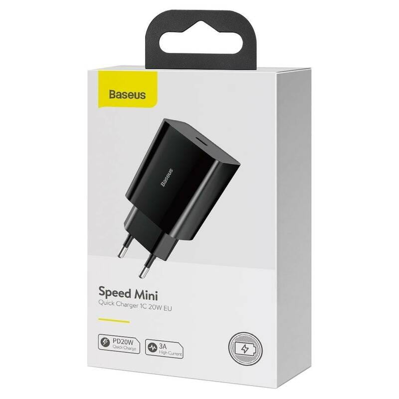 Сетевое зарядное устройство Baseus Speed Mini PD Charger (1USB-C) 20W Black (CCFS-SN01)