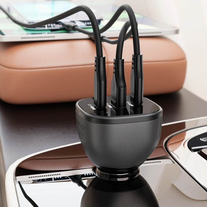Автомобильное зарядное устройство Acefast B14 (2xUSB-C + USB-A) 165W Black (6974316282938)