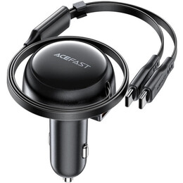 Автомобильное зарядное устройство Acefast B13 (2xUSB-C+USB-A) + кабель USB Type-C 2in1, 53W Black (6974316282921)