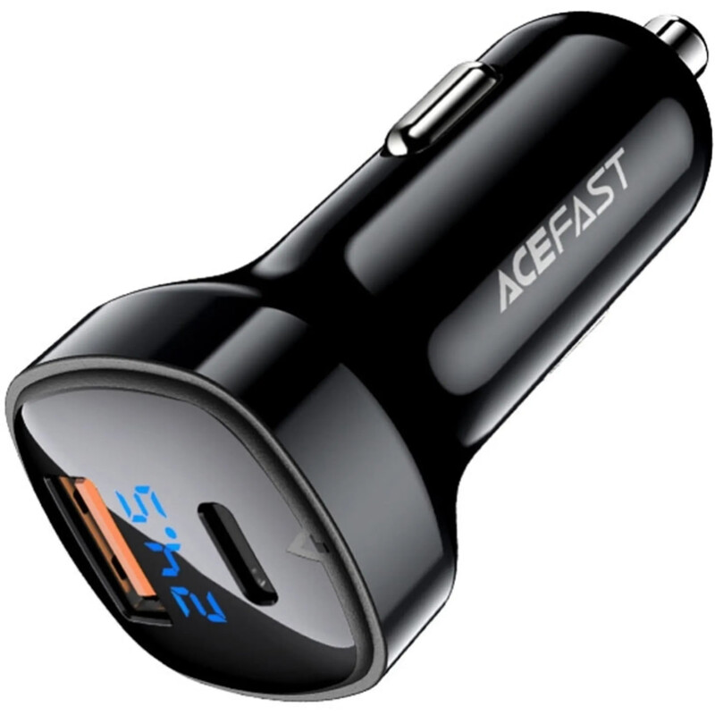 Автомобільний зарядний пристрій Acefast B4 (USB-C + USB-A) 66W Black (6974316280392)