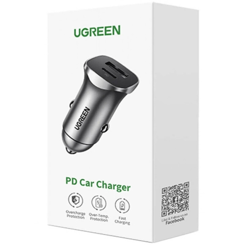 Автомобильное зарядное устройство Ugreen CD130 (USB-C + USB-A) 30W Grey (40858)