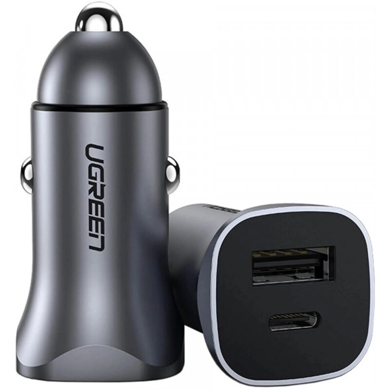 Автомобильное зарядное устройство Ugreen CD130 (USB-C + USB-A) 30W Grey (40858)