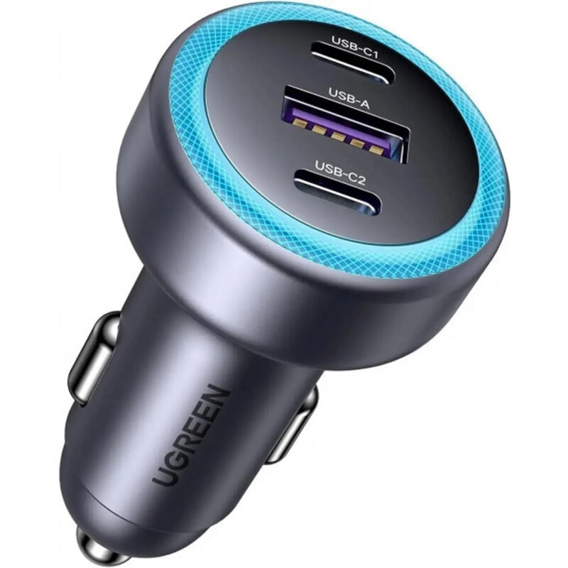 Автомобільний зарядний пристрій Ugreen EC307 (2xUSB-C + USB-A) QC 4.0 30W Grey (45843)
